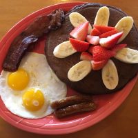 Chocolate Pancakes with Bananas and Strawberries Full House
